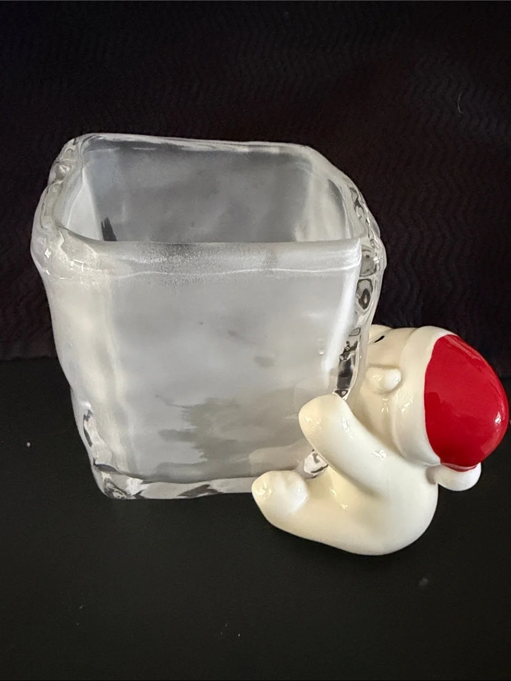 Teleflora “Send A Hug” Ceramic Polar Bear Cube Planter with Frosted Glass